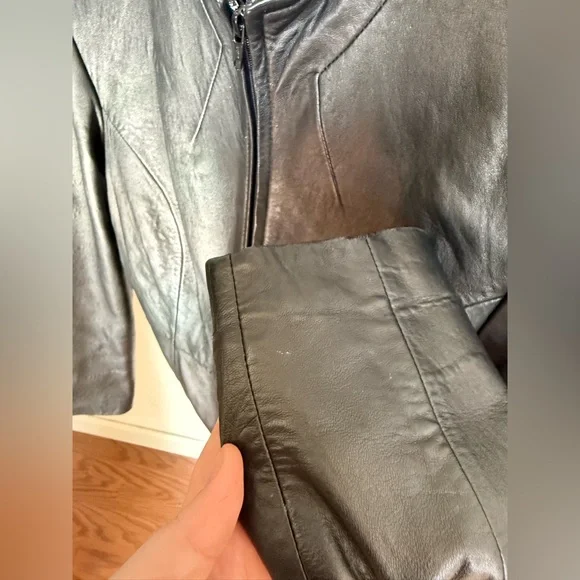 🖤 Newport News Easy Style Women’s Black Leather Jacket EUC - Picture 7 of 10